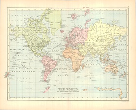 - Карта мира в проекции Маркатора. 1876 - 599.876.xxx-22